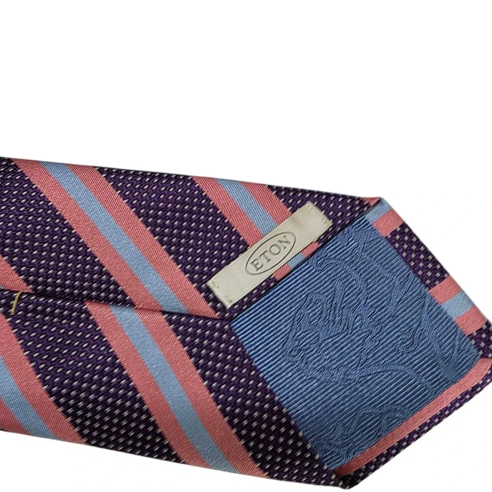 ETON Silk Striped Dotted Necktie Purple Pink Blue Men's Formal Fashion Accessory